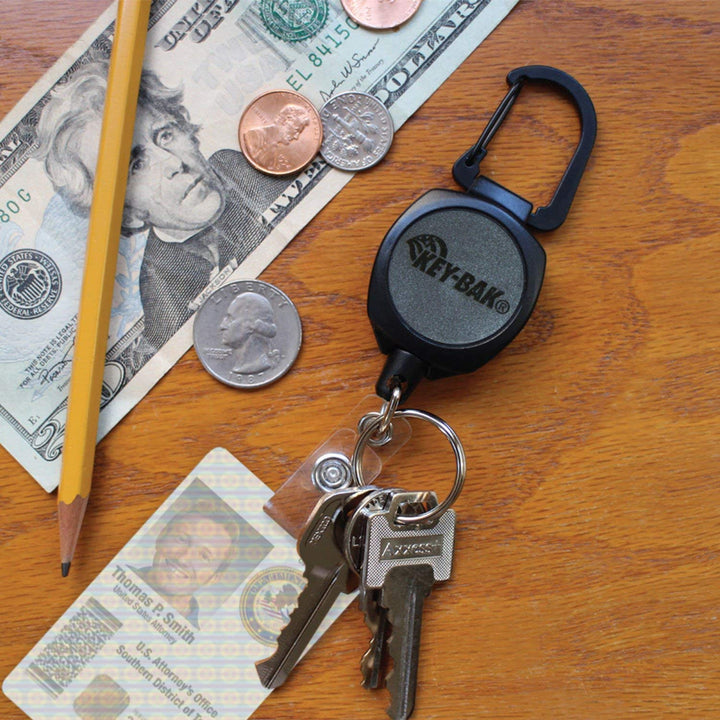 Sidekick Retractable Keychain & Badge Reel with Carabiner, Key Ring and Twist-Free Clear Vinyl I.D. Strap
